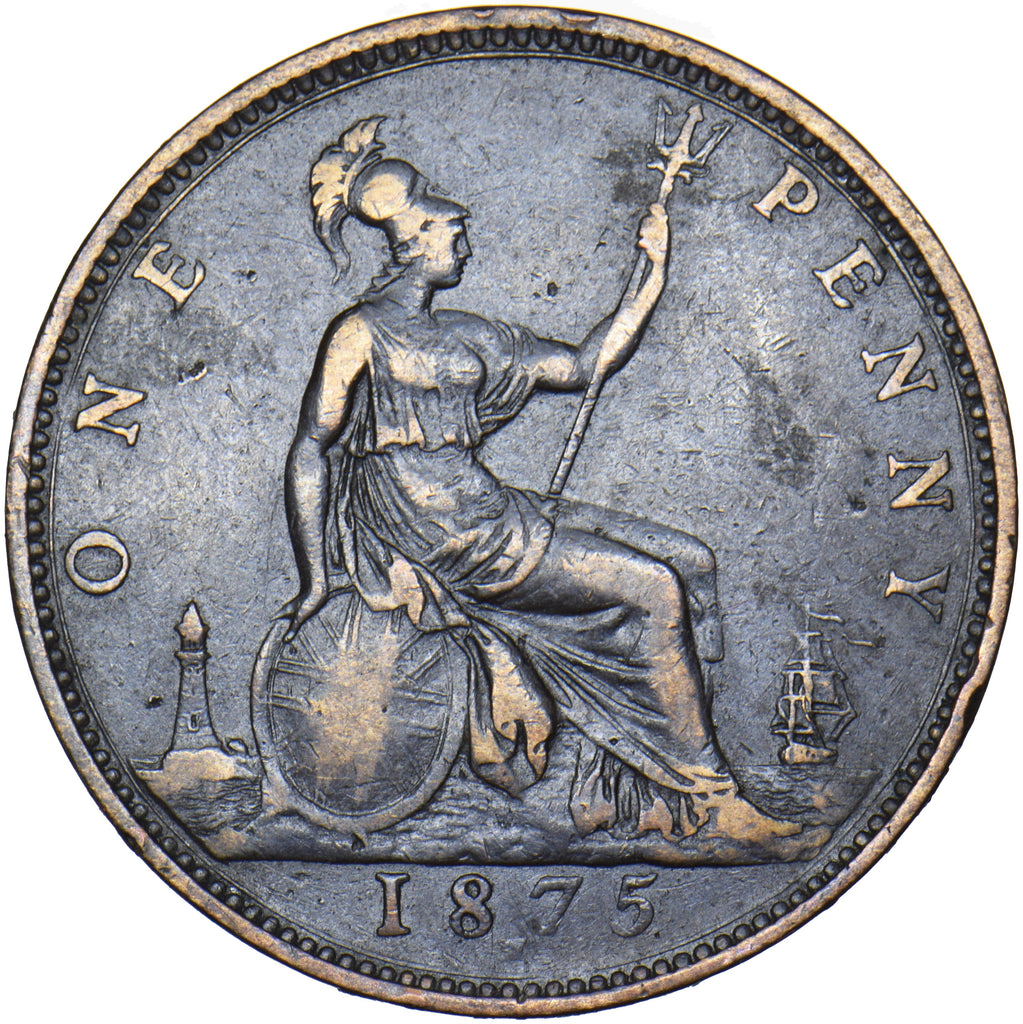 1875 H Penny Victoria British Bronze Coin Nice The Coin King