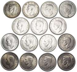 1937 - 1951 High Grade Halfcrowns Lot (15 Coins) - George VI British Silver