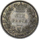 1840 Sixpence - Victoria British Silver Coin - Very Nice