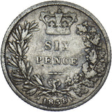 1858 Sixpence - Victoria British Silver Coin