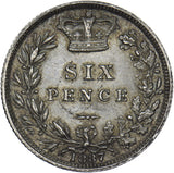 1887 Sixpence (Young Head) - Victoria British Silver Coin - Very Nice