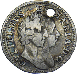 1689 Maundy Fourpence (Holed) - William & Mary British Silver Coin