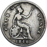 1848 Groat (Fourpence) (G Over Sideways G) - Victoria British Silver Coin