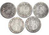 1874 - 1914 Halfcrowns Lot (5 Coins) - British Silver Coins - Different Types