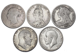 1885 - 1916 Halfcrowns Lot (5 Coins) - British Silver Coins - Different Types