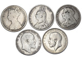 1872 - 1916 Florins Lot (5 Coins) - British Silver Coins - Different Types