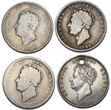 1825 - 1829 Shillings Lot (4 Coins) - George IV British Silver Coins