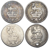 1825 - 1829 Shillings Lot (4 Coins) - George IV British Silver Coins