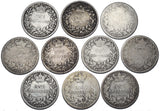 1871 - 1883 Shillings Lot (10 Coins) - Victoria British Silver Coins