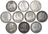 1887 - 1900 Shillings Lot (10 Coins) - Victoria British Silver Coins