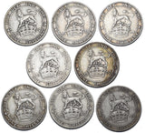 1902 - 1910 Shillings Lot (8 Coins) - Edward VII British Silver Coins