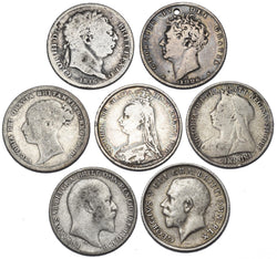 1816 - 1914 Sixpences Lot (7 Coins) - British Silver Coins - Different Types