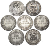 1816 - 1914 Sixpences Lot (7 Coins) - British Silver Coins - Different Types