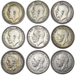 1921 - 1929 Better Grade Sixpences Lot (9 Coins) - British Silver Coins