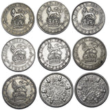 1921 - 1929 Better Grade Sixpences Lot (9 Coins) - British Silver Coins