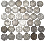 1873 - 1919 Threepences Lot (34 Coins) - British Silver Coins - All Different