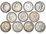 1931 - 1941 High Grade Threepences Lot (11 Coins) - British Silver Coins