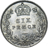 1901 Sixpence - Victoria British Silver Coin - Superb