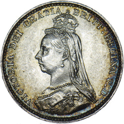 1887 Threepence - Victoria British Silver Coin - Superb