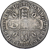 1666 Crown (Elephant Below Bust) - Charles II British Silver Coin