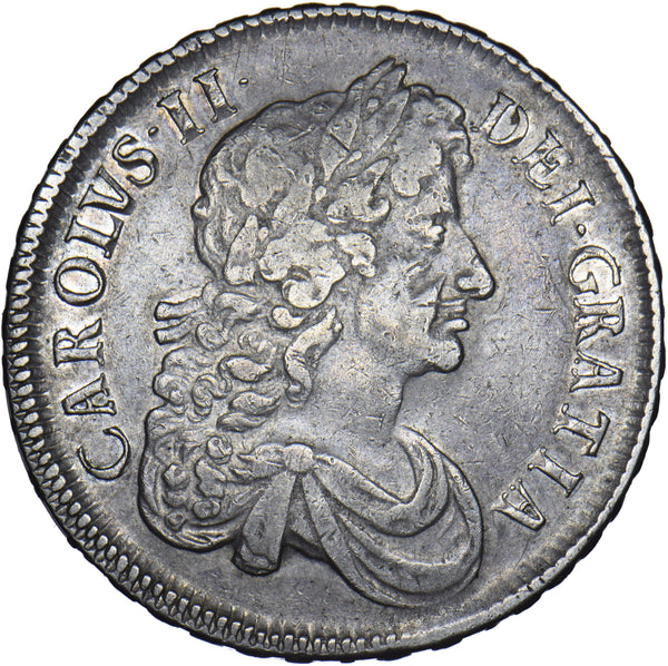 1677 Crown - Charles II British Silver Coin - Nice