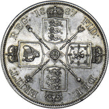 1887 Double Florin (Arabic 1) - Victoria British Silver Coin - Very Nice