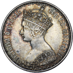 1856 Gothic Florin - Victoria British Silver Coin - Very Nice