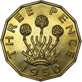 1950 Proof Brass Threepence - George VI British Coin - Superb