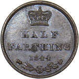 1844 Half Farthing - Victoria British Copper Coin - Very Nice