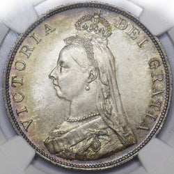1887 Double Florin (NGC MS 63) - Victoria British Silver Coin - Superb