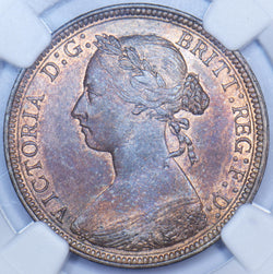 1891 Halfpenny (NGC MS 63 RB) - Victoria British Bronze Coin - Superb