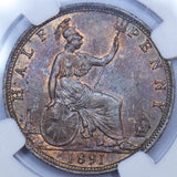 1891 Halfpenny (NGC MS 63 RB) - Victoria British Bronze Coin - Superb