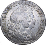 1693 Halfcrown (3 over 3, F/E FR) - William & Mary British Silver Coin - Nice