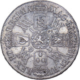 1693 Halfcrown (3 over 3, F/E FR) - William & Mary British Silver Coin - Nice