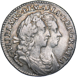 1693 Sixpence - William & Mary British Silver Coin - Nice