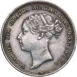 1887 Sixpence (Young head.) - Victoria British Silver Coin - Very Nice