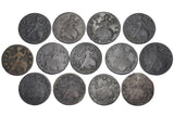 1730 - 1752 Halfpennies Lot (13 Coins) - George II British Copper Coins