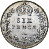 1900 Sixpence - Victoria British Silver Coin - Superb