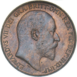 1910 Penny - Edward VII British Bronze Coin - Very Nice