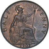 1901 Halfpenny - Victoria British Bronze Coin - Very Nice