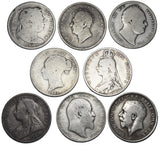 1817 - 1915 Halfcrowns Lot (8 Coins) - British Silver Coins - Different Types