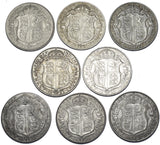 1920 - 1927 Halfcrowns Lot (8 Coins) - George V British Silver Coins - Date Run