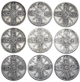 1911 - 1919 Florins Lot (9 Coins) - George V British Silver Coins - Date Run