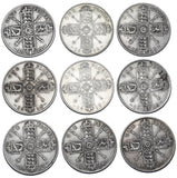 1911 - 1919 Florins Lot (9 Coins) - George V British Silver Coins - Date Run