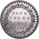 1811 3 Shillings Bank Token - George III British Silver Coin - Superb