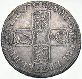 1708 E Halfcrown (Edinburgh Mint) - Anne British Silver Coin - Nice