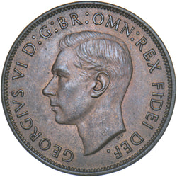 1950 Penny - George VI British Bronze Coin - Very Nice