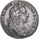 1697 E Sixpence (Exeter, Small 7) - William III British Silver Coin - Very Nice