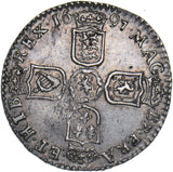 1697 E Sixpence (Exeter, Small 7) - William III British Silver Coin - Very Nice