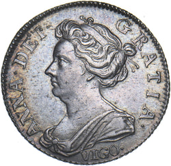 1703 VIGO Sixpence - Anne British Silver Coin - Very Nice